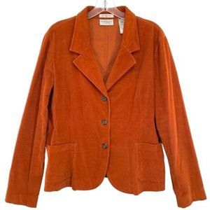 Vintage Villager Liz Claiborne Orange Stretch Corduroy Blazer Jacket